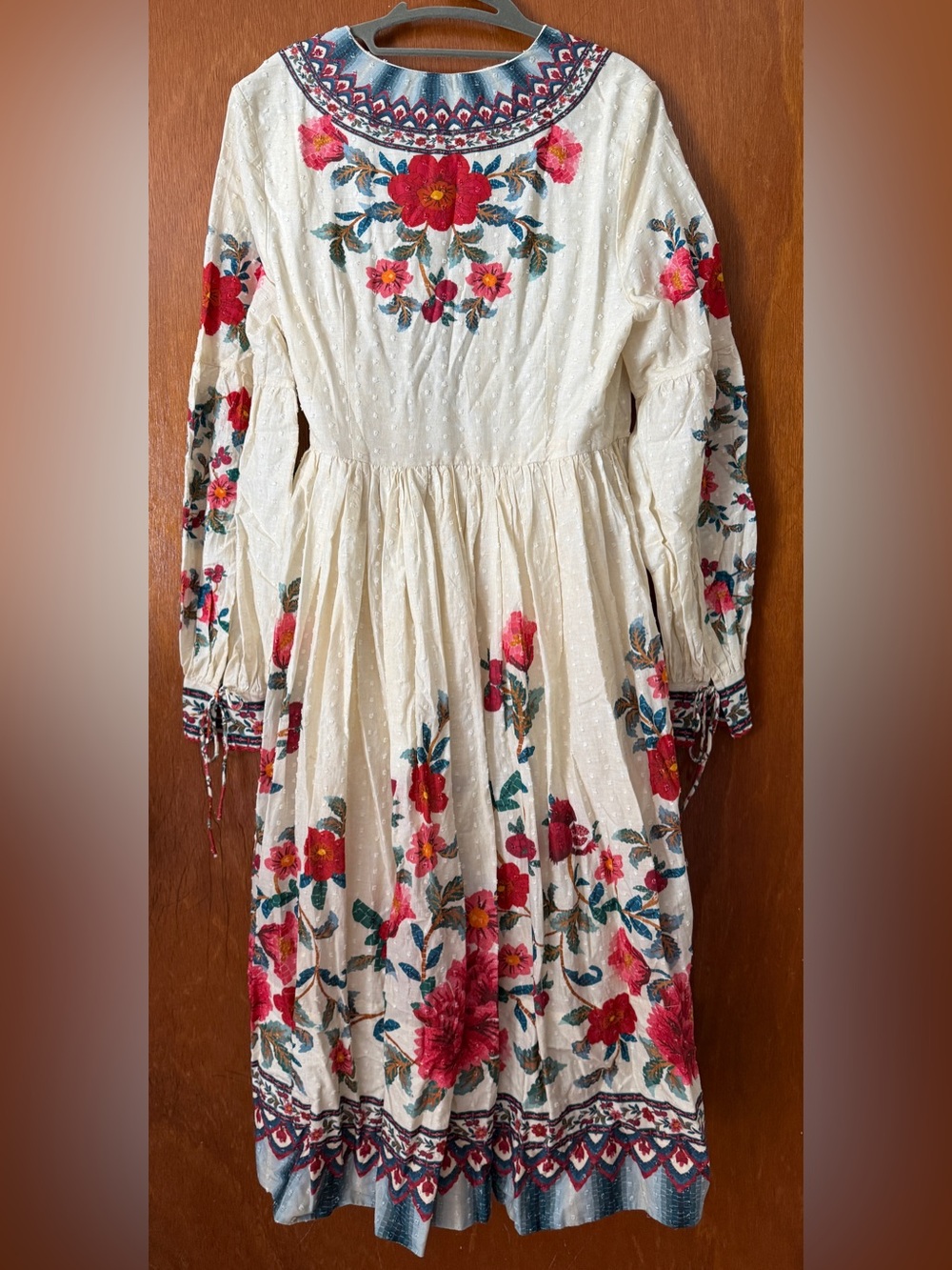 NWT FARM Rio Mosaic Garden Floral Midi Wrap Dress in Sand Multicolor - Size M - Picture 2 of 16